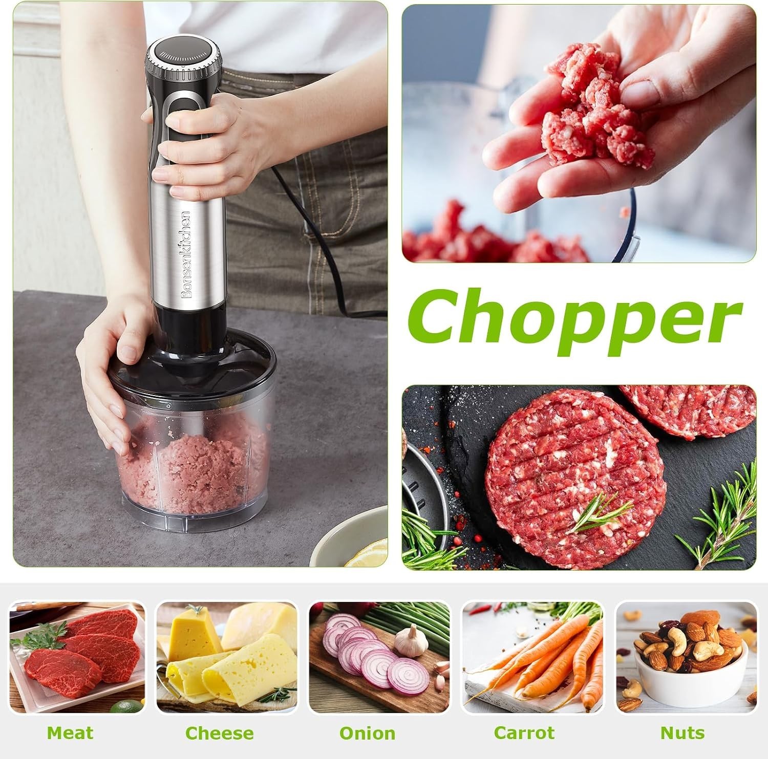 4-in-1 Immersion Blender with Food Processor 20 Speeds