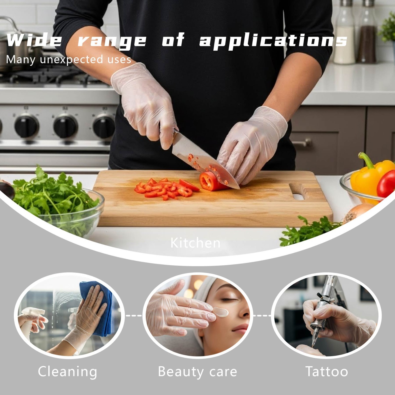 200Pcs Disposable TPE Gloves Food Safe BPA&Latex Free Stretchy for Food Handling