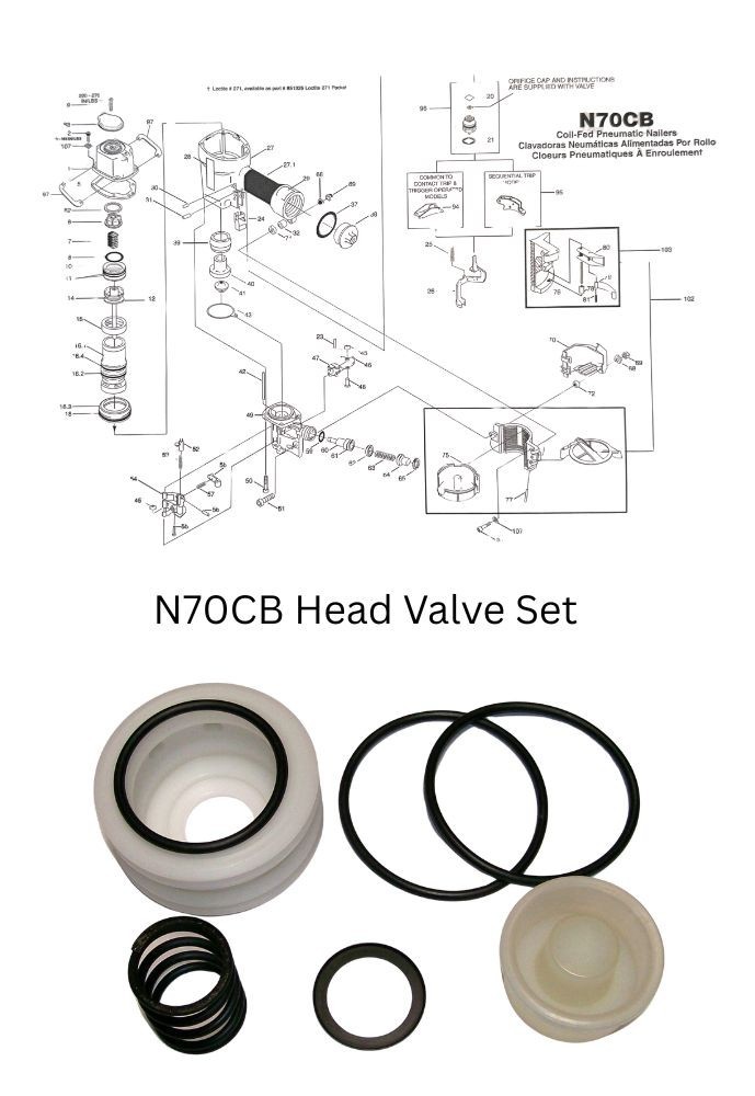 CoFast® High Quality Head Valve Set Aftermarket Bostitch N70CB Nailer 7 parts