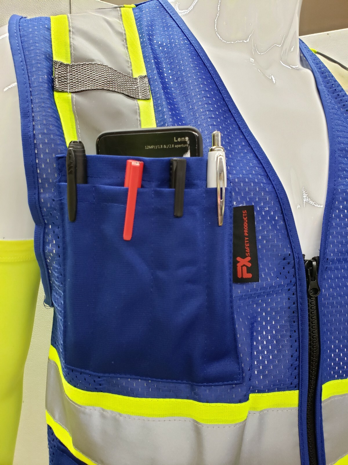 Two Tone Hi Visibility Reflective BLACK OR BLUE Safety Vest (X-Small to 2XL)