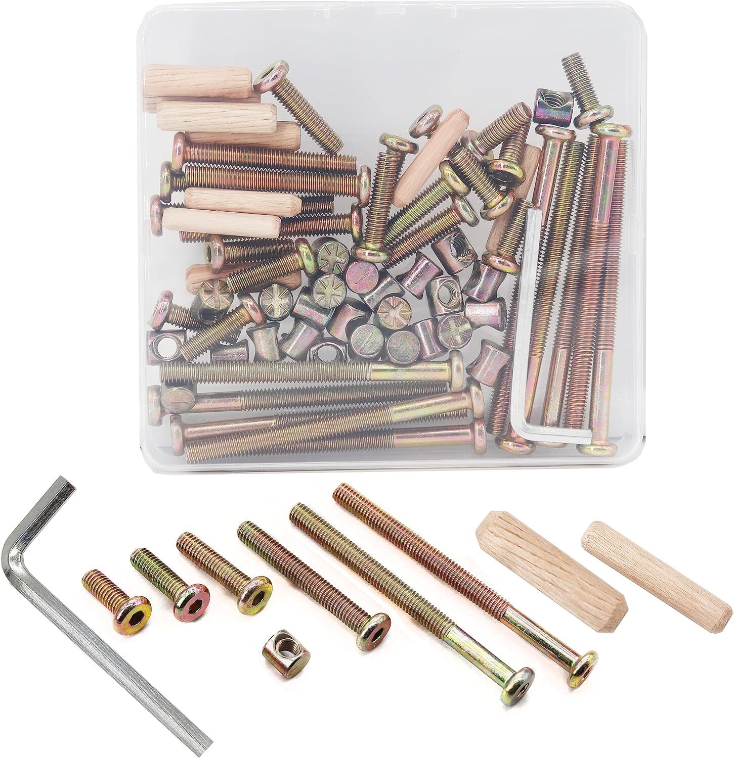 binifiMux Crib Hardware Screws, 50 Set(100Pcs) M6 Furniture Barrel Nut Bolt A…
