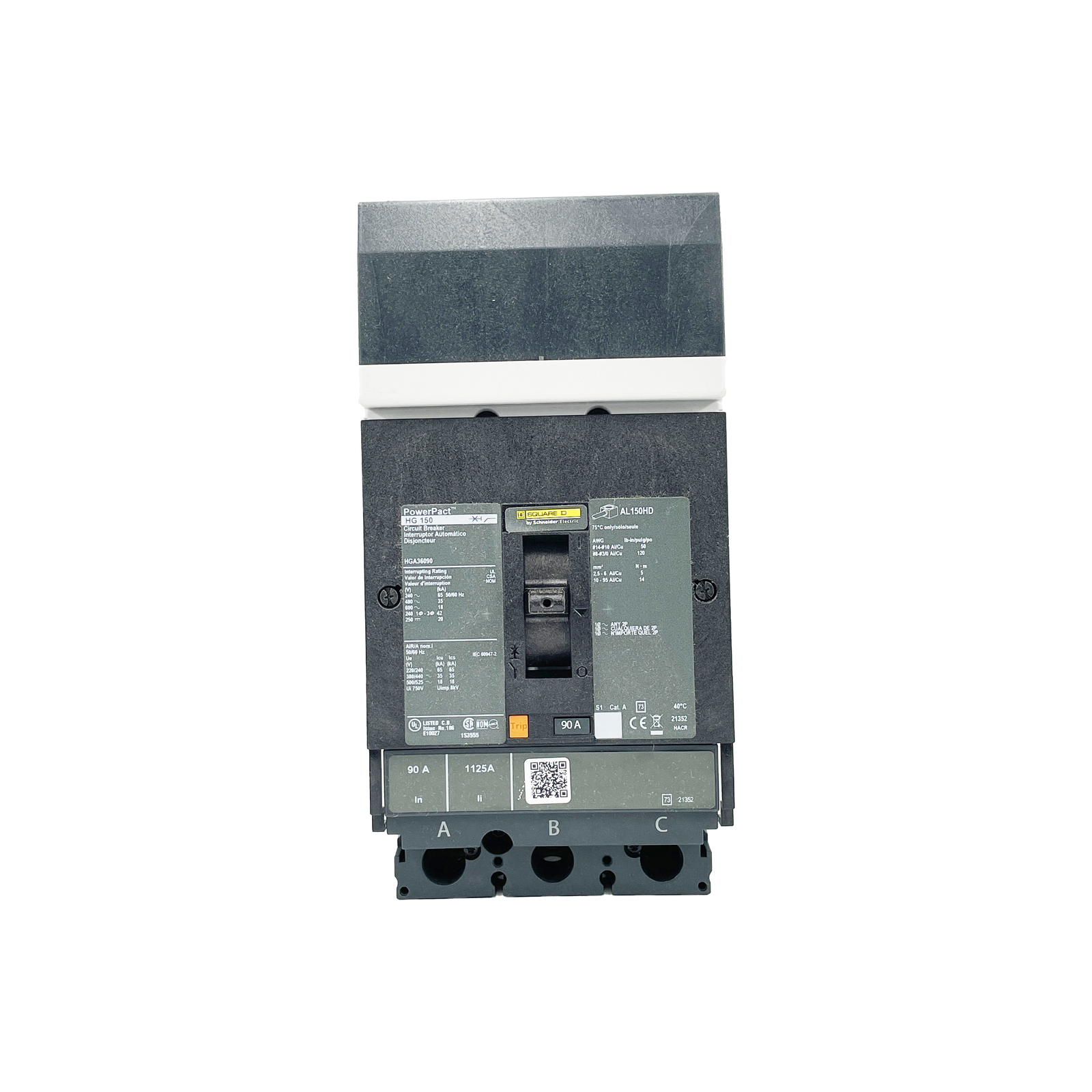 NEW – SQUARED – HGA36090 – CIRCUIT BREAKER – PowerPacT H, 90A, 3 pole, 600VAC