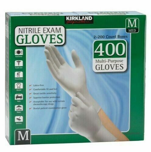 Kirkland Signature Disposable Nitrile Exam Gloves-400 Count MEDIUM Size
