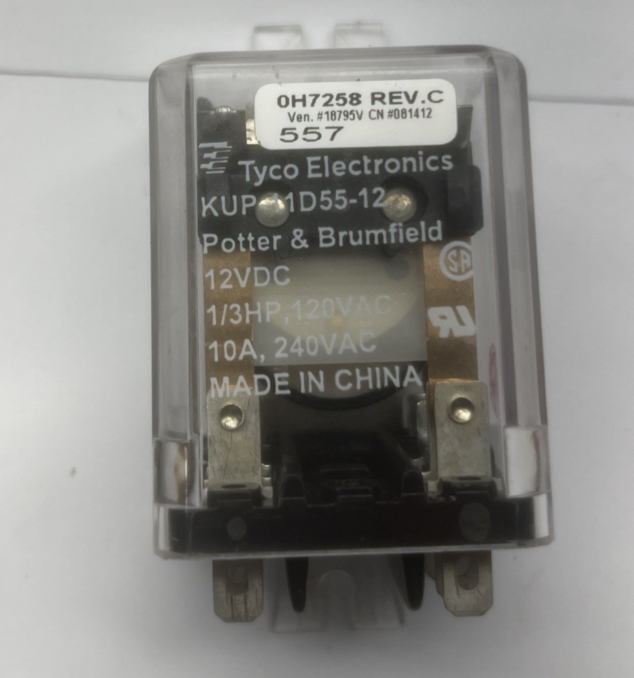 Potter Brumfield KUP-11D55-12 Ice Cube Relay 12 VDC 10 Amp DPDT Mounting Bracket