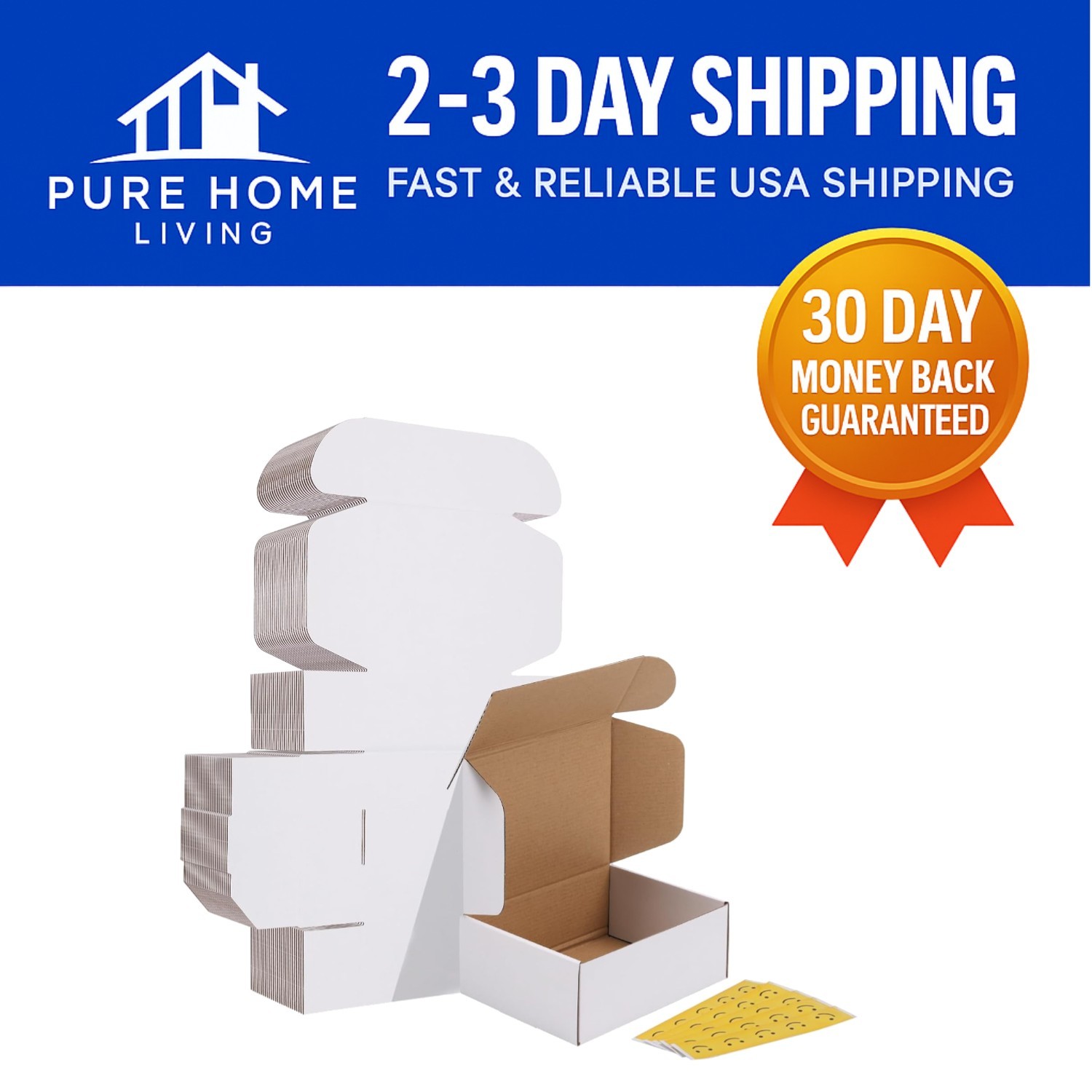 Set of 25 White 8x6x3 Inches Corrugated Shipping Boxes – Eco-Friendly Solution
