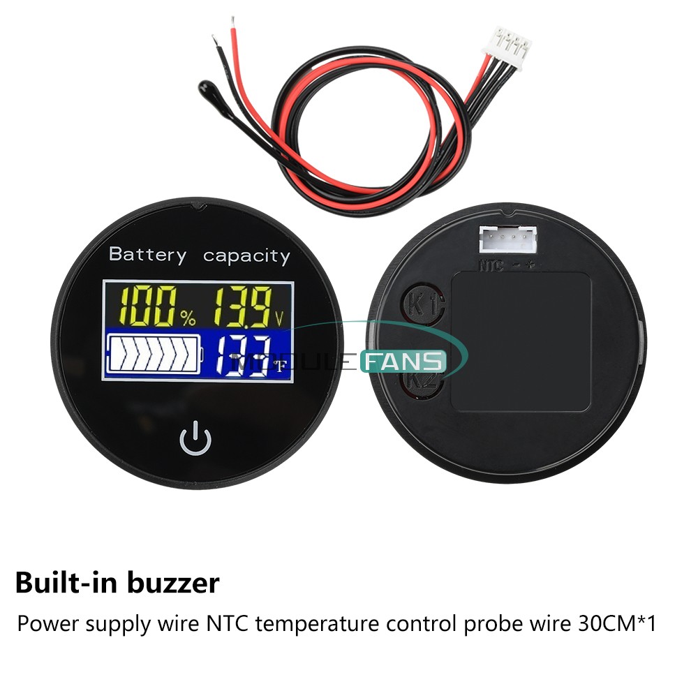 Digital Battery Level Indicator Voltage Power Percentage Temperature LCD Display