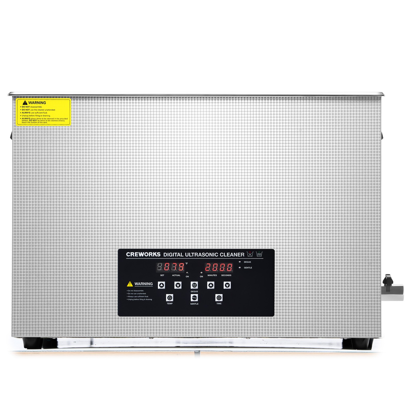 CREWORKS 30L Ultrasonic Cleaner with Control Panel 1-30 min. Timer & Degas Mode