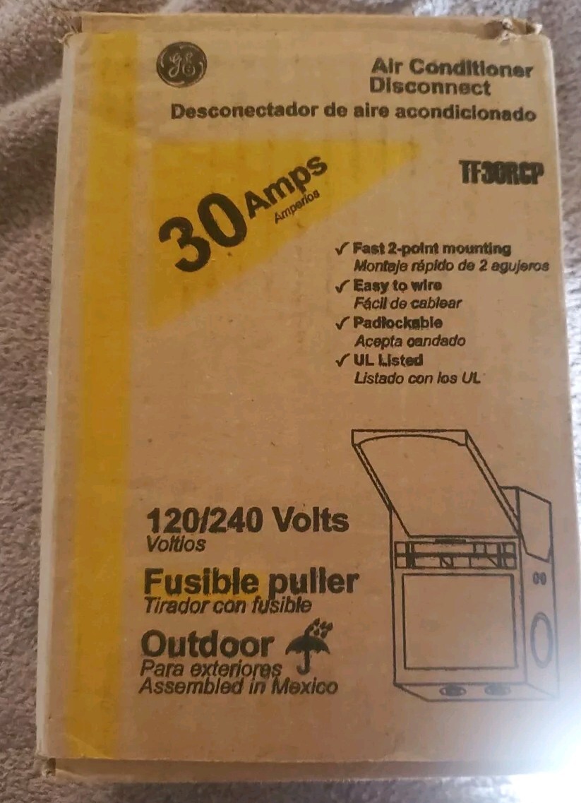 GE TF30RCP 240V 30 Amp Air Conditioner Disconnect Safety Switch – Gray