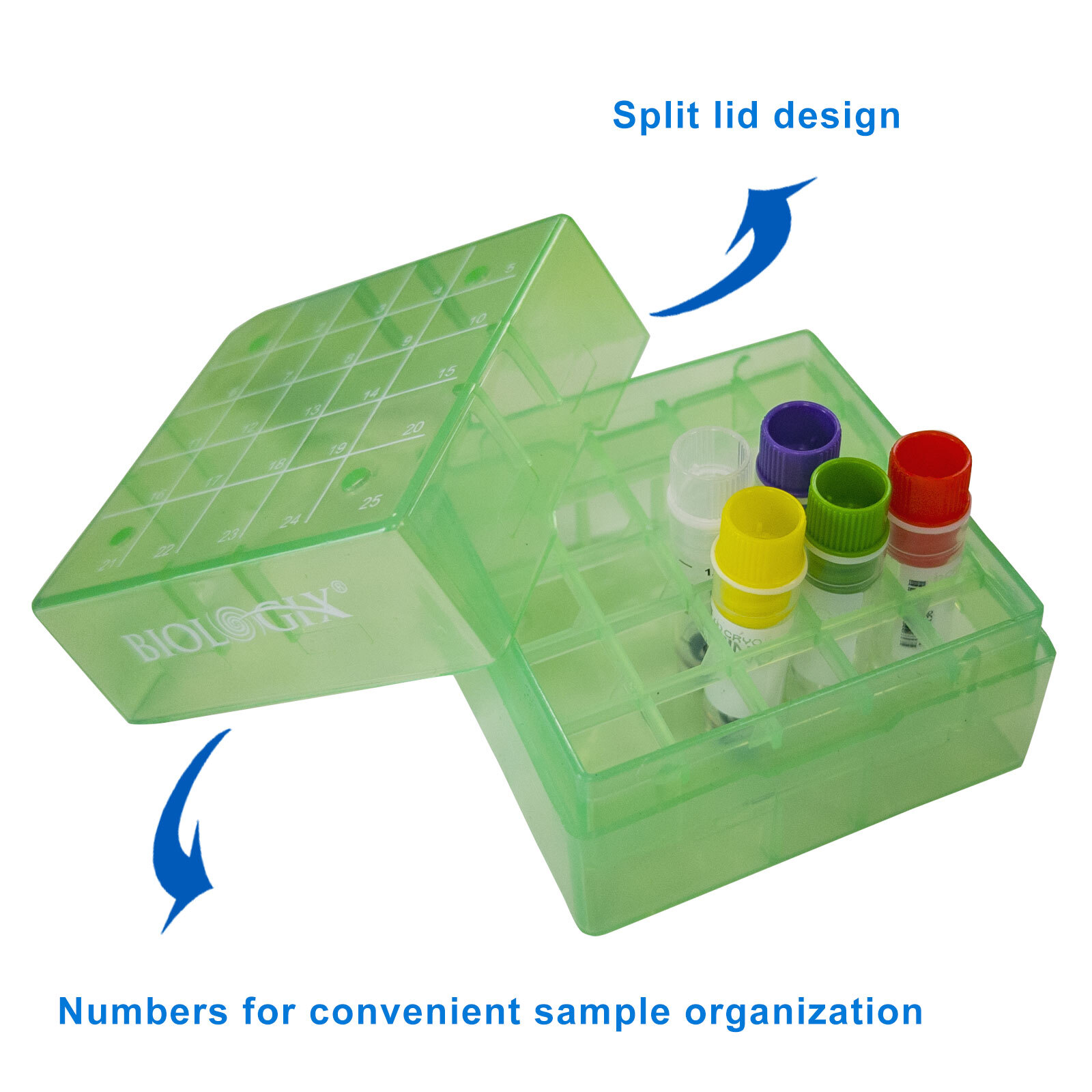 Biologix PP Cryogenic Boxes (2in. 25-Well), Lab Freezer Box, Cryo Boxes, 30 Pcs