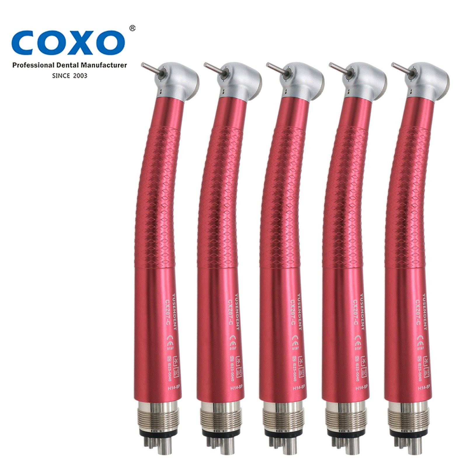 US COXO Dental CX207-C H14 High Speed Air Turbine Colorful Handpiece 4 Hole M4