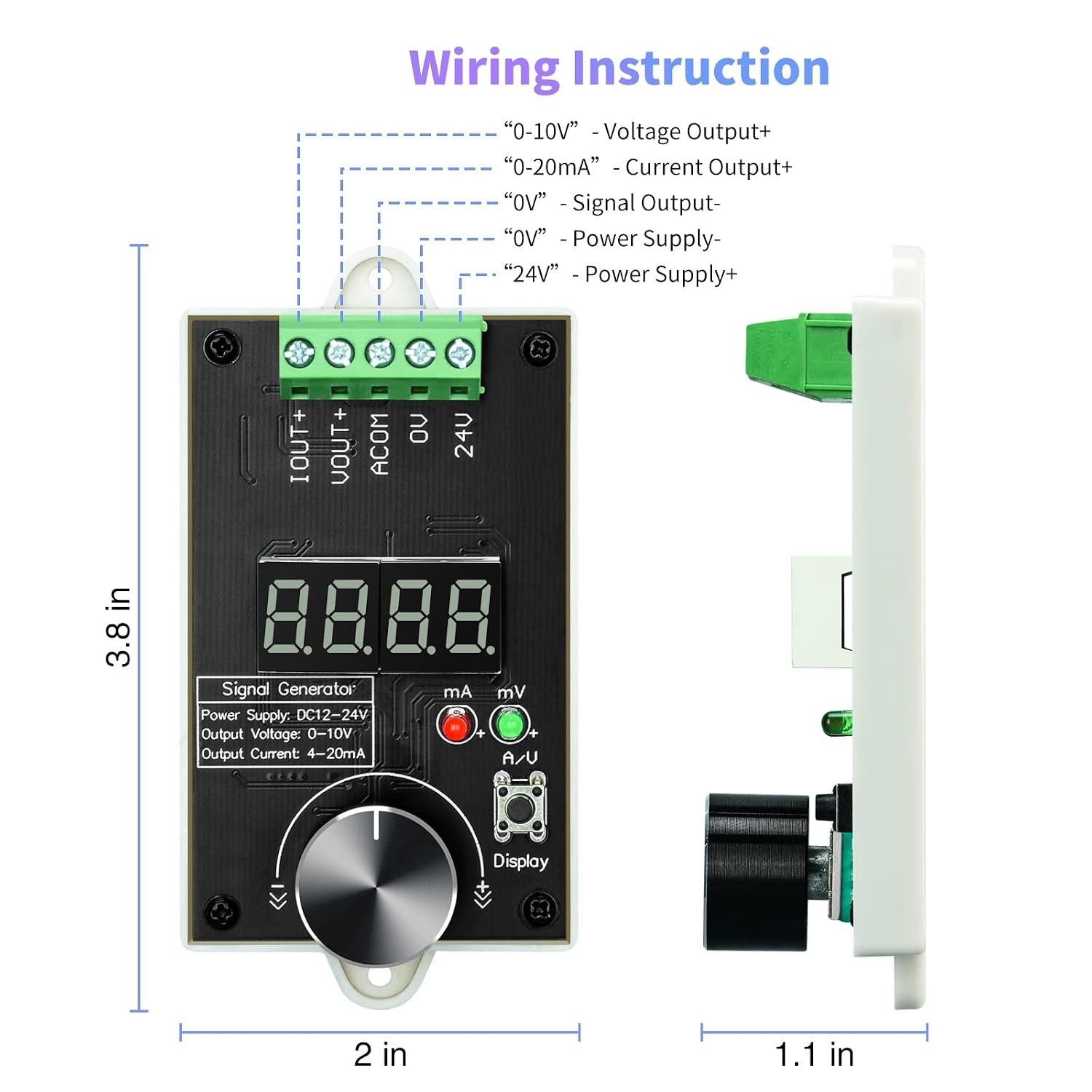 Adjustable Signal Generator, DC 0-10V Current or 4-20mA Voltage with LCD Disp…