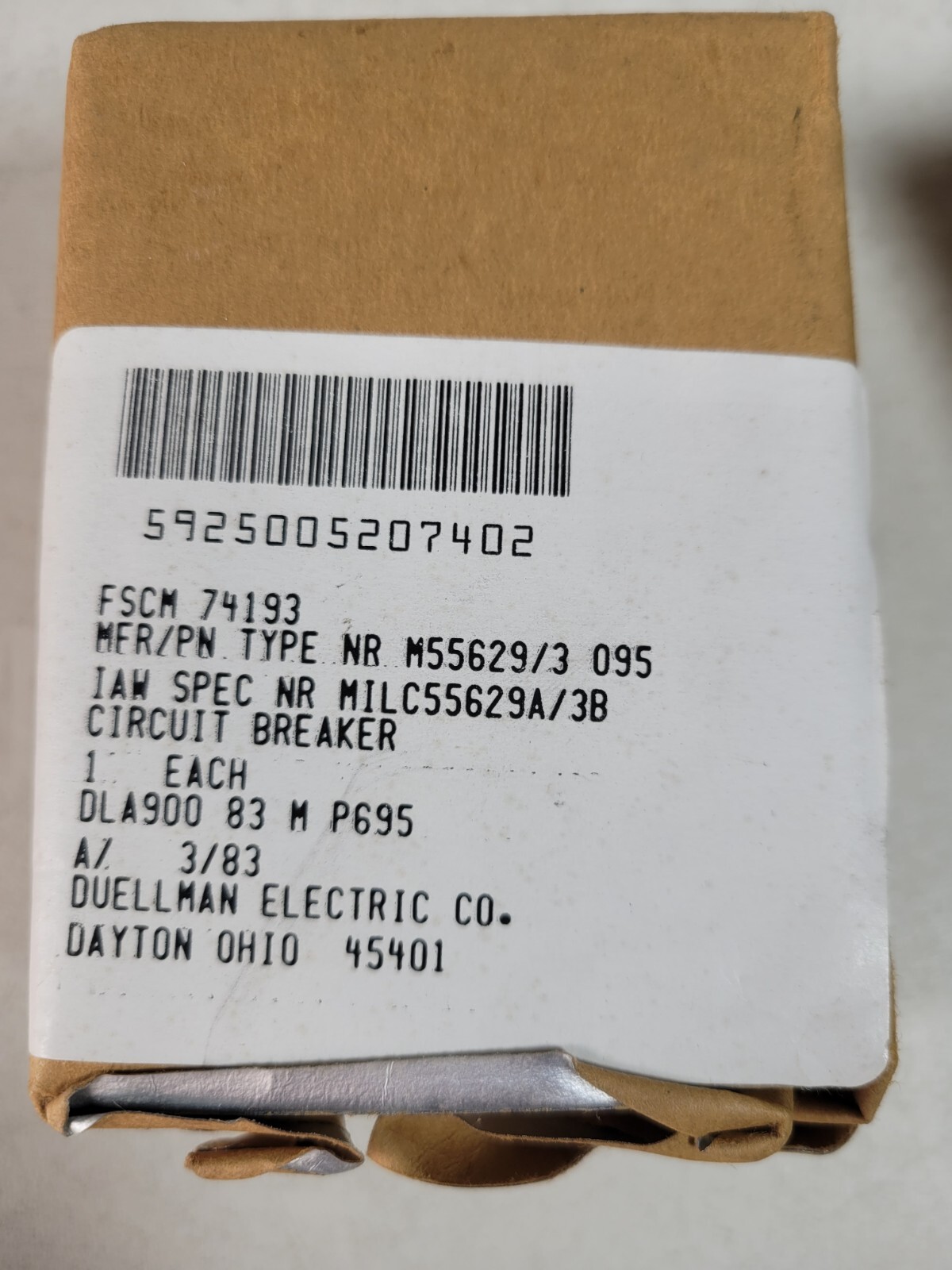 (NEW) AIRPAX M55629/3-095 Circuit Breaker 15A 240 Max V 60 Hz