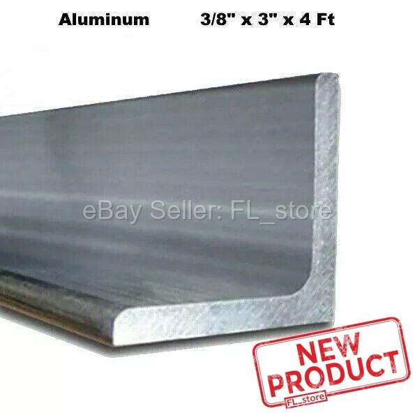 Aluminum Angle 3/8″ x 3″ x 3″ x 4 Feet Unpolished Alloy 6061 90 Degrees Stock