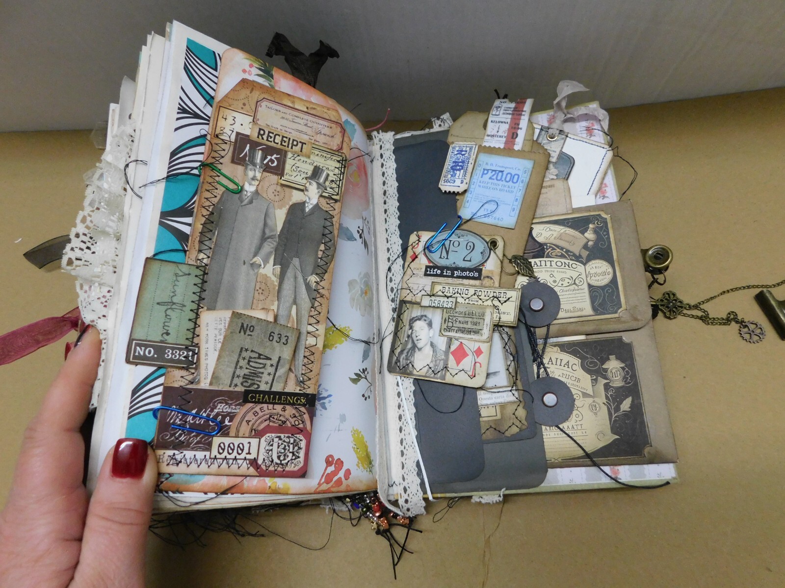 Junk Journal Handmade Chunky Vintage Style Handmade Hardcover /Ephemera Biege