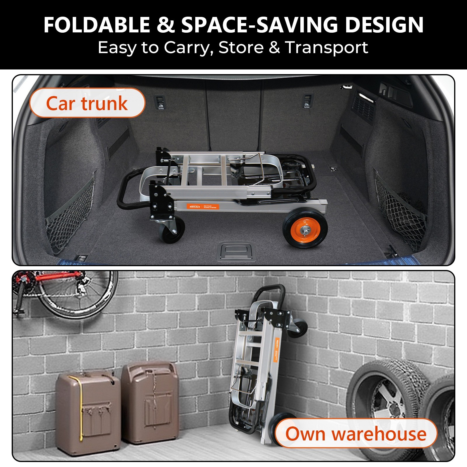 Convertible Aluminum Hand Truck Foldable Dolly Platform Cart 500lbs Heavy Duty