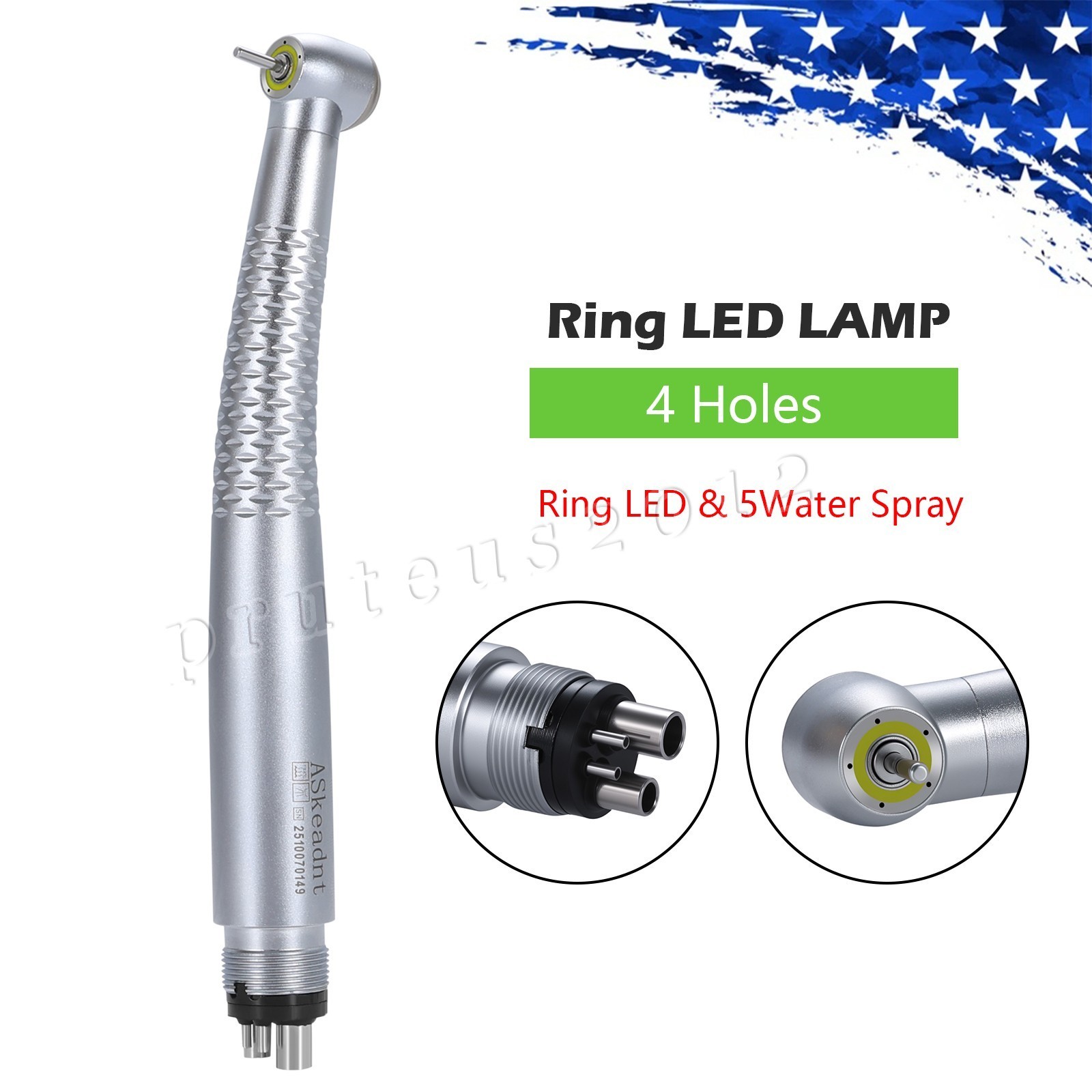 Dental Ring LED Integrate E-generator High &Low Speed Handpiece 4 Holes Turbine
