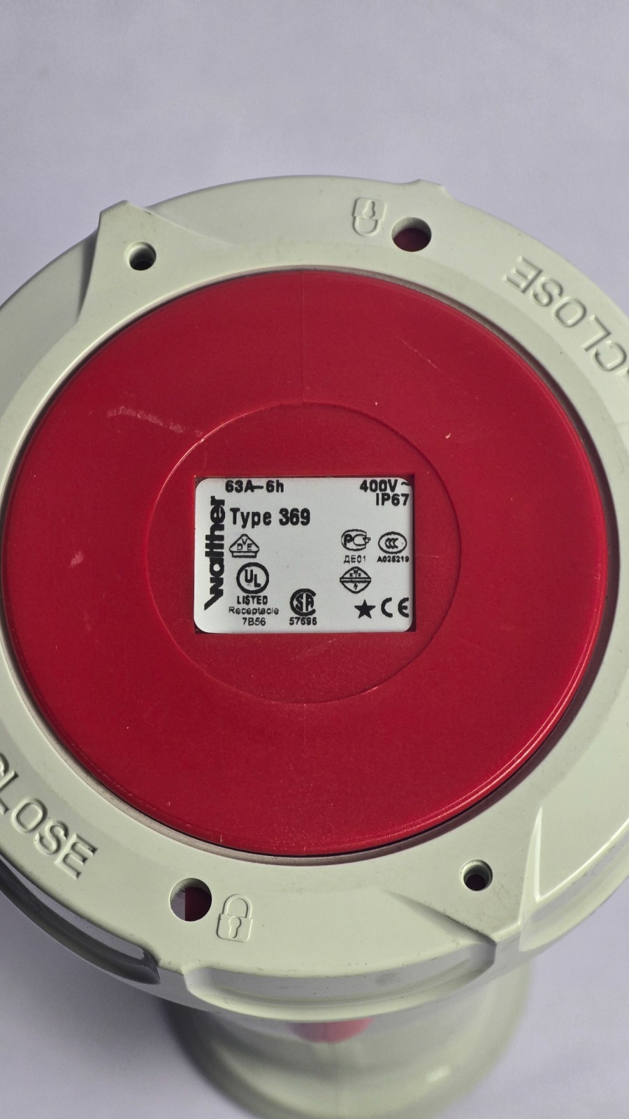 Walther Type 369 Industrial Receptacle | 63A 400V 3P+N+E | IP67 Watertight CE UL