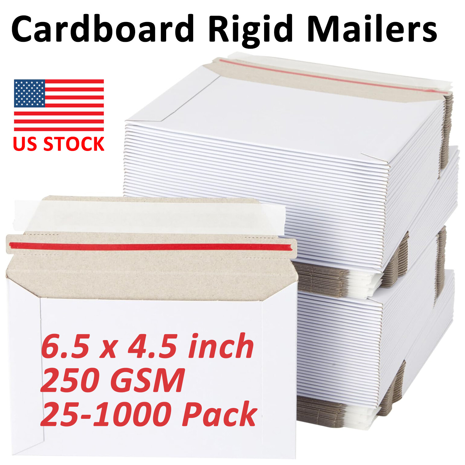 6.5×4.5 Inch Self Seal Rigid Photo Mailers Shipping Stay Flat Cardboard Envelope