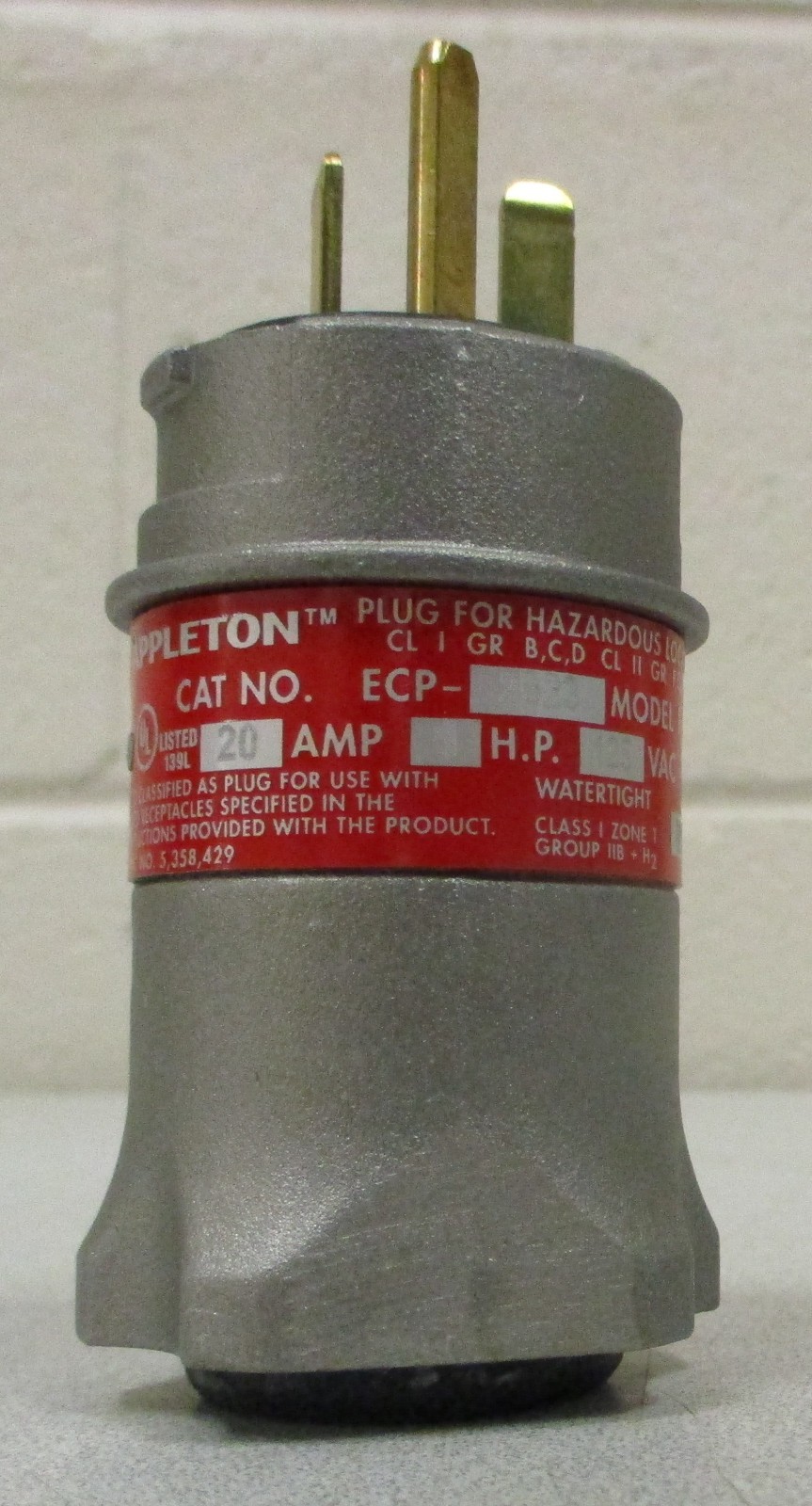 Appleton ECP-2023 Explosion Proof Electrical Plug Aluminum 20A 125VAC Watertight