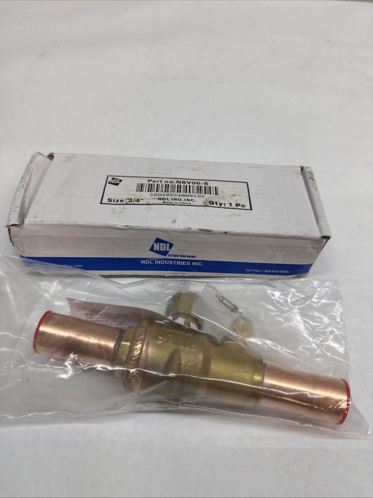 NDL NBV06-S Refrigerant Ball Valve,3/4 in,900 psi 55MF60
