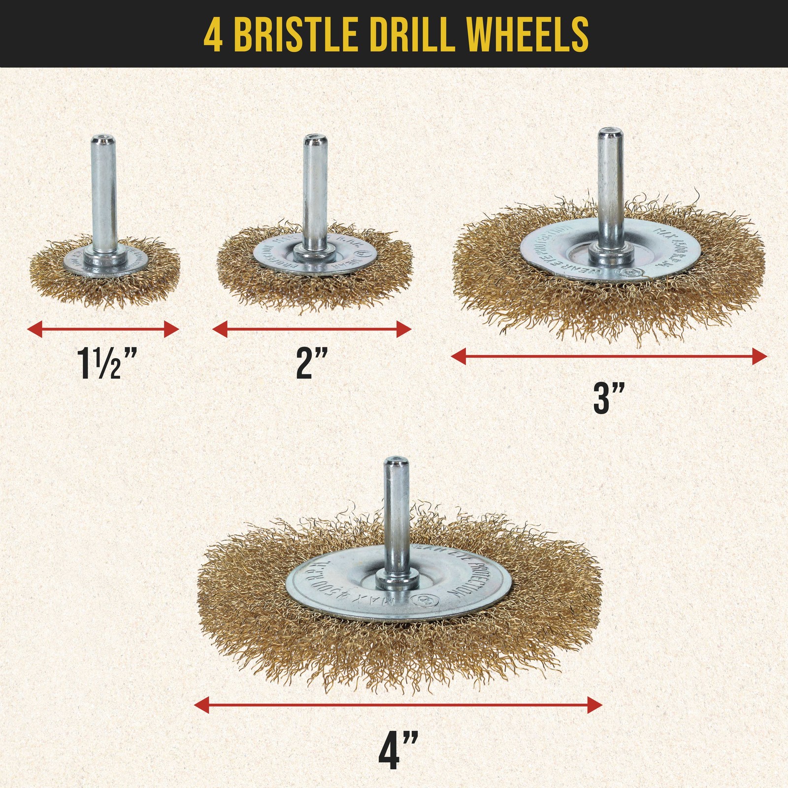 12-Piece Abrasive Brass-Coated Wire Wheel, Cup & End Brush Set, 1/4″ Drill Shank