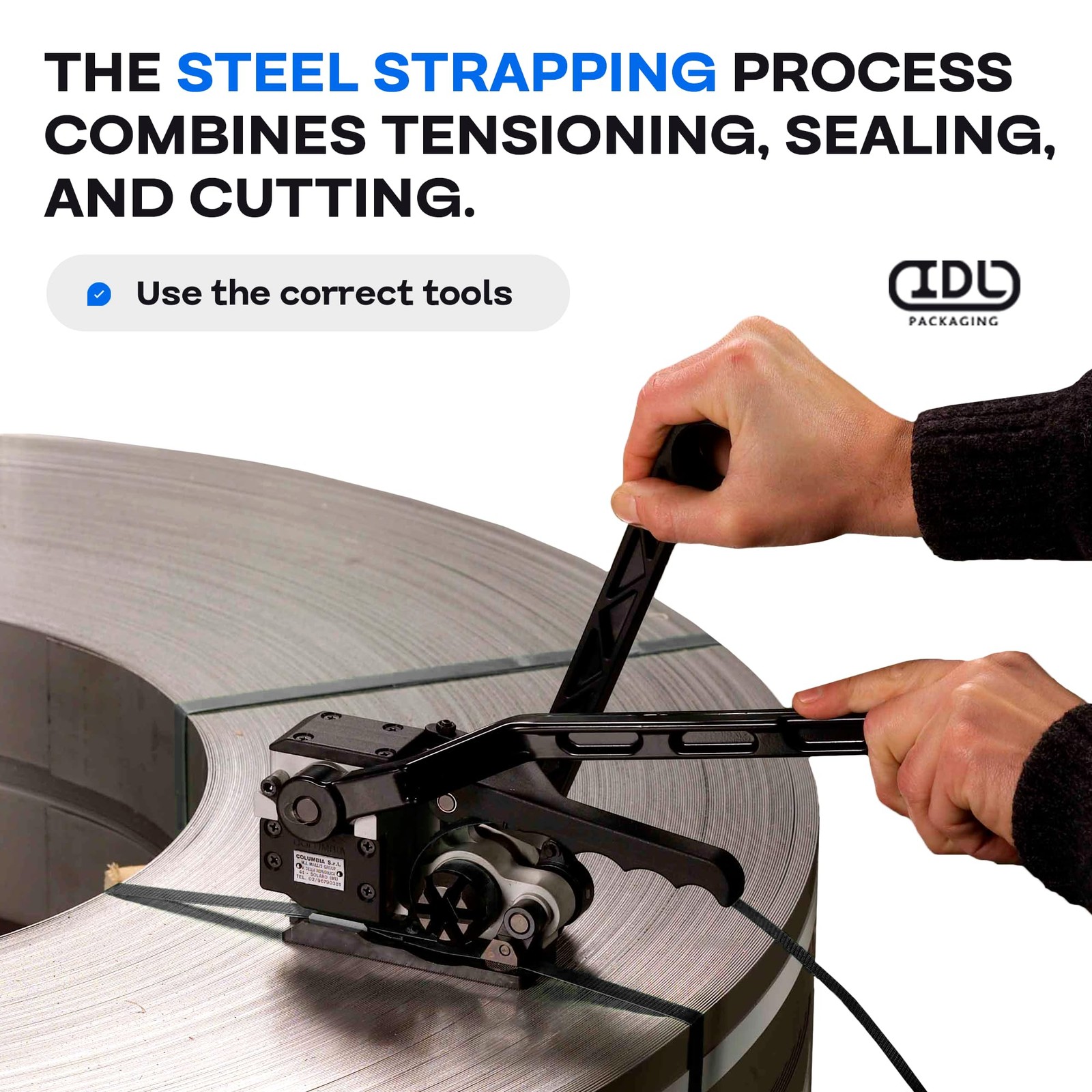 IDL Packaging 1/2″ x .020″ x 200′ Steel Strapping Coil 1/2W” x 200L’, Black