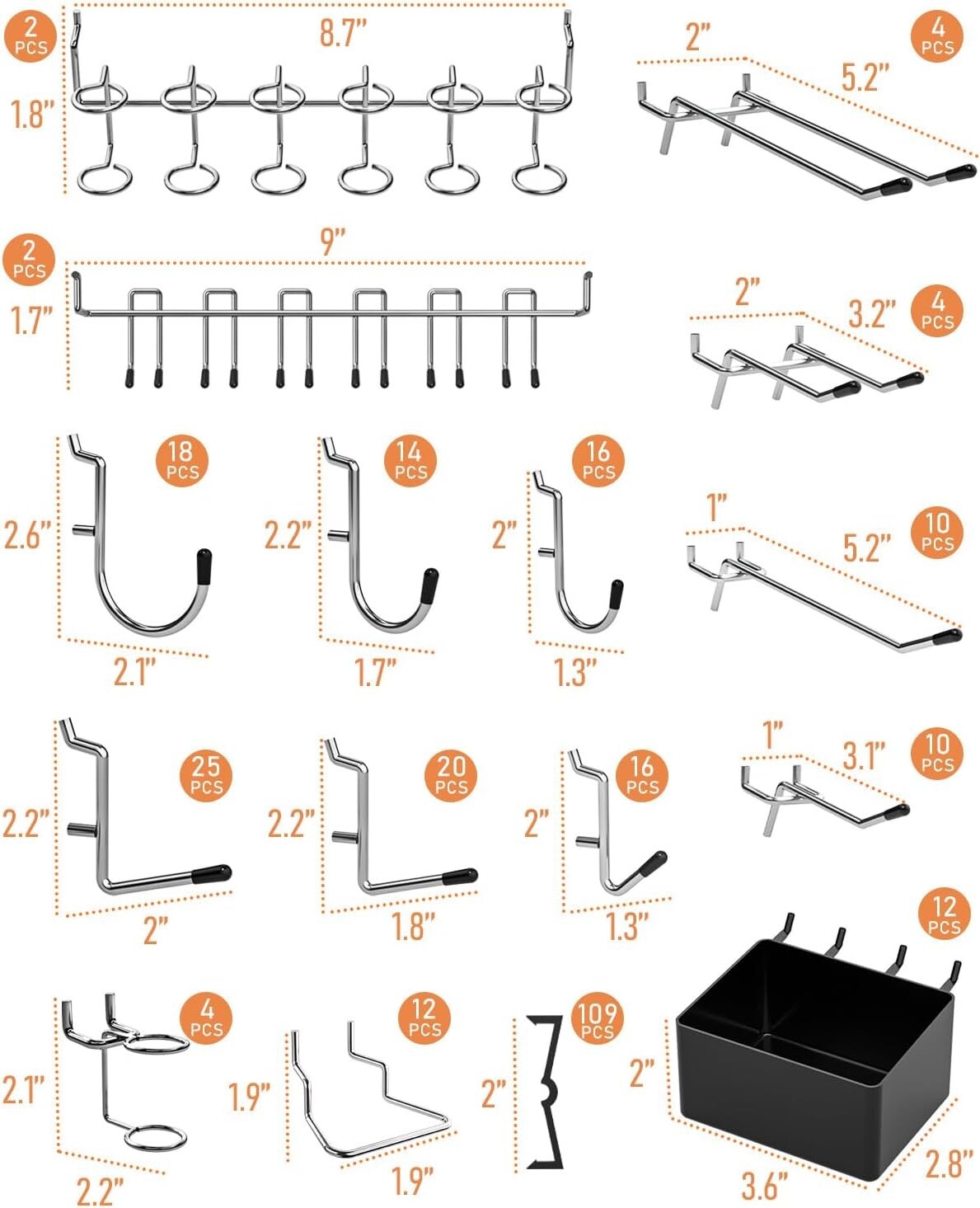 278PCS Pegboard Accessories Organizer Kit, Peg Board Hooks Assortment with Bi…