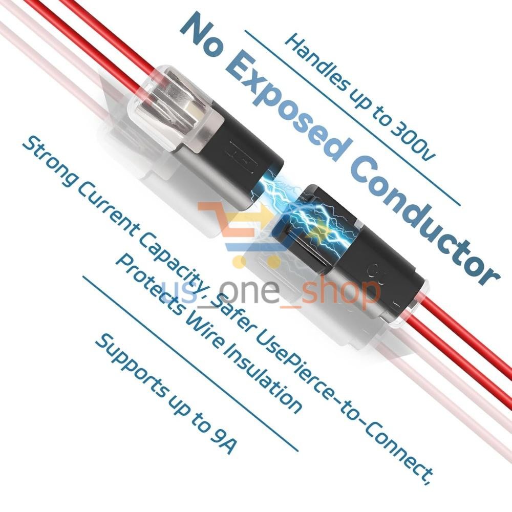 100Pcs Double-Wire Plug-in Connector, Cable Clamp with Locking Buckle, AWG 18-22