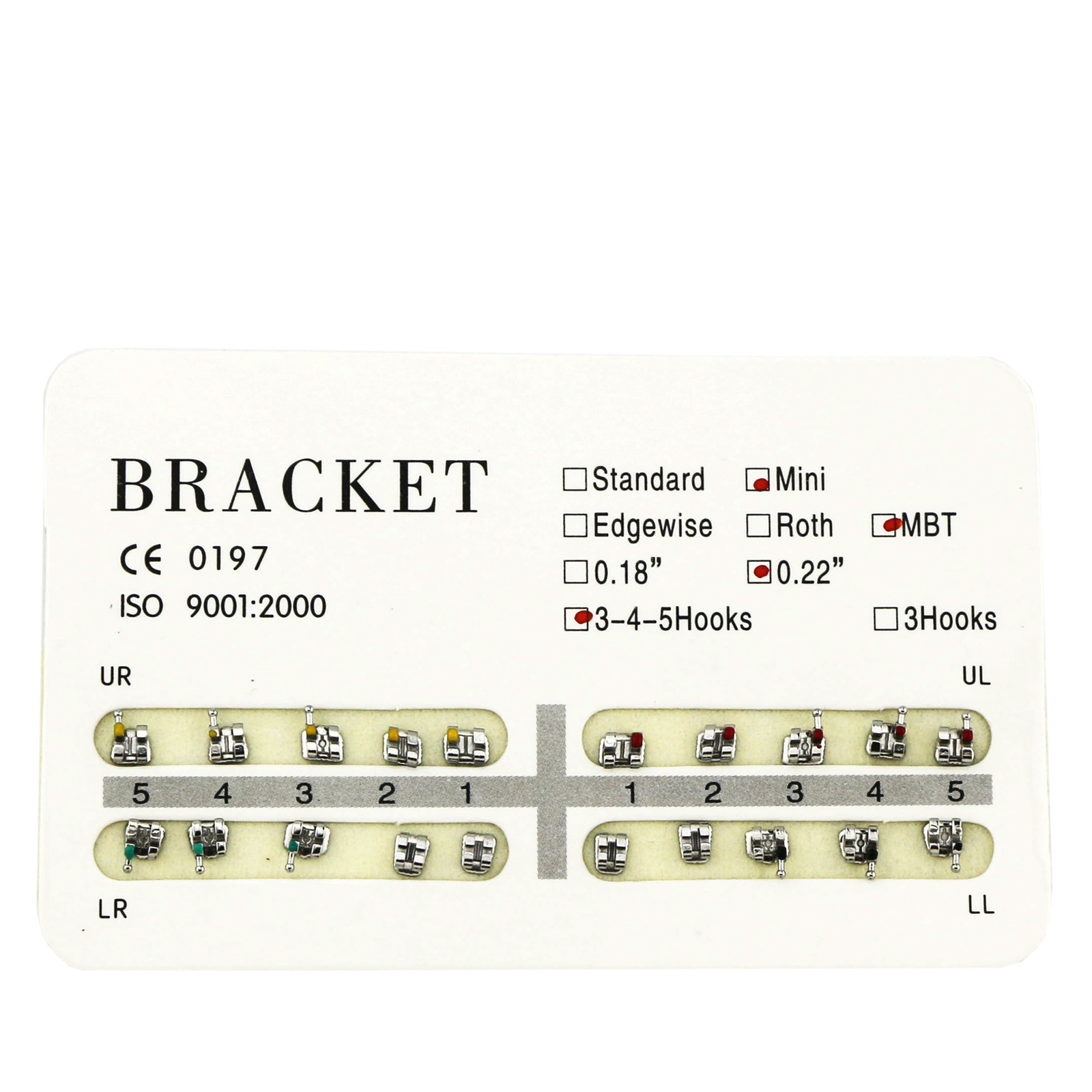 Dental Orthodontic Standard Mini Roth MBT Metal Bracket 018 022 Slot 345 Hooks