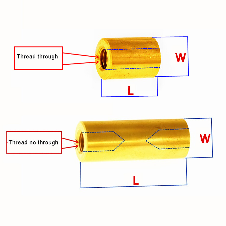 Threaded Sleeve Stud Round Connector Nut Brass Long Nuts M1.6M1.8M2M2.5M3M3.5