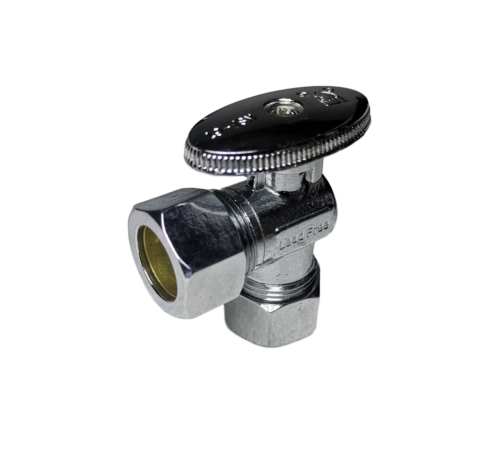 1) 5/8″ OD X 5/8″ OD COMPRESSION ANGLE BALL VALVE, 1/4 TURN, LEAD FREE BRASS