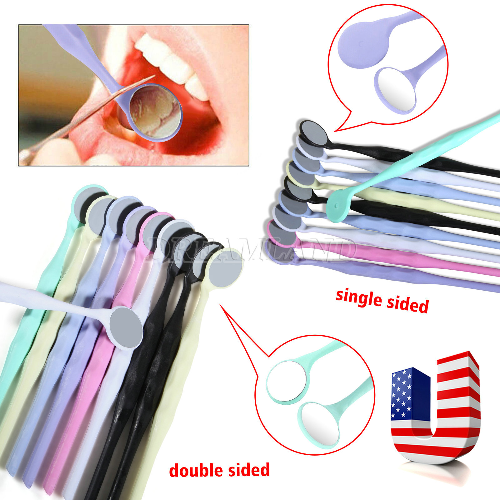 10x Dental Anti-fog Mouth Mirror Single/Double Sided Oral Exam Reflector Mirrors