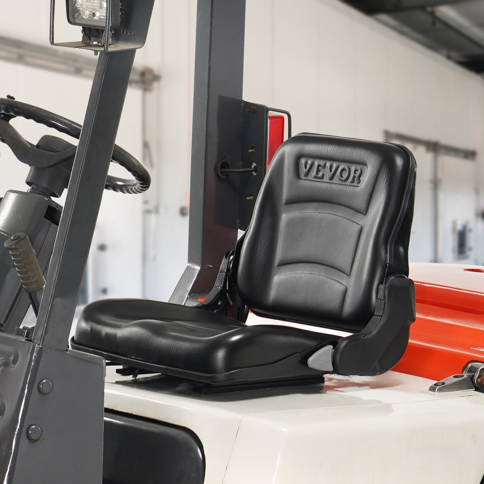 Universal Forklift Seat, Fold Down Tractor Seat with Adjustable Angle Back and M