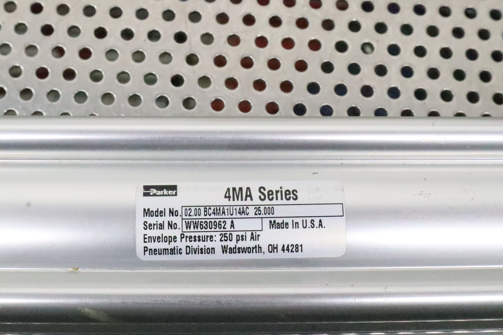 Parker 02.000 BC4MA1U14AC 25.000 Series 4MA Pneumatic Cylinder Used W/ Warranty