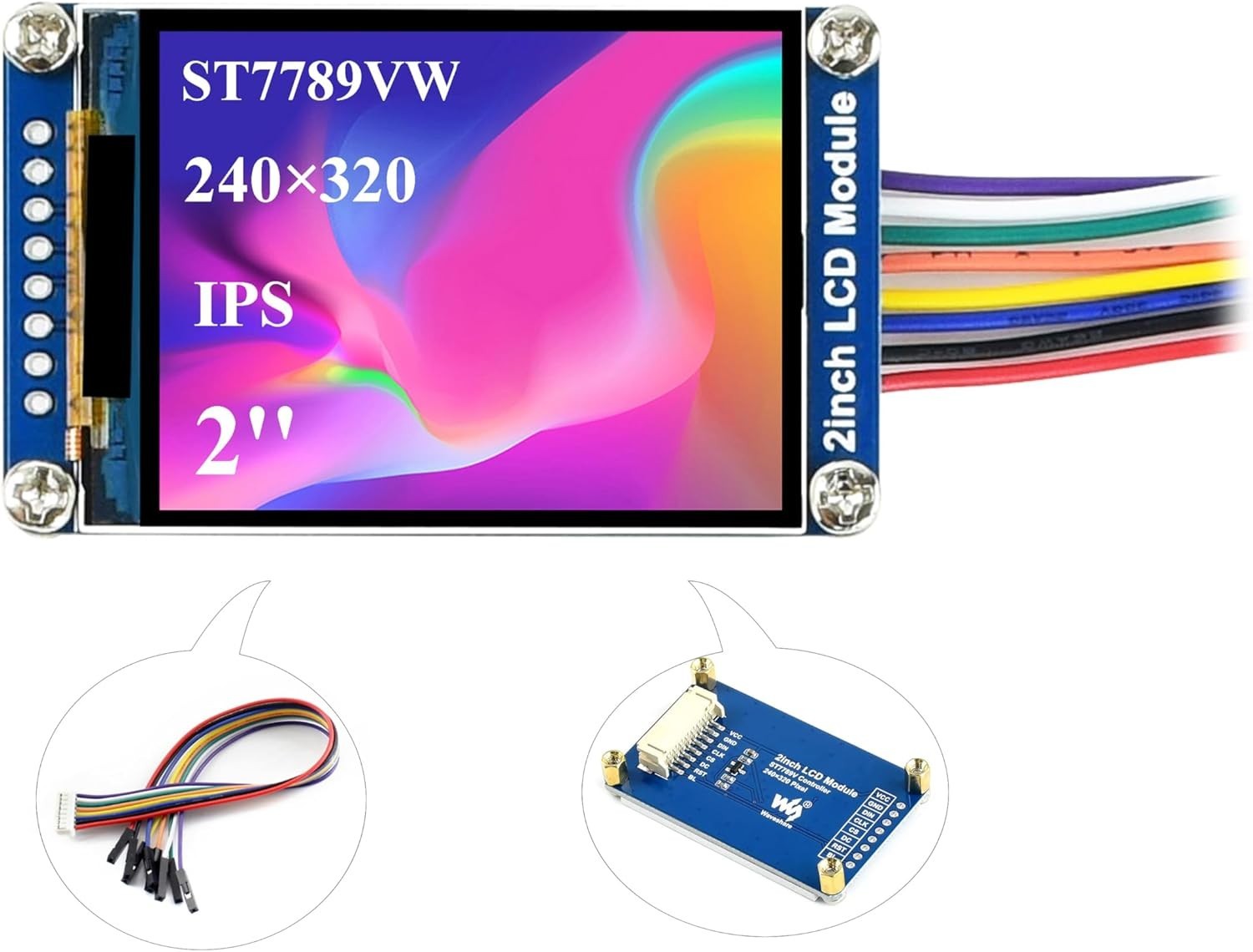 High-Contrast 2-Inch IPS LCD Display – 160° Viewing Angle, Raspberry Pi Ready