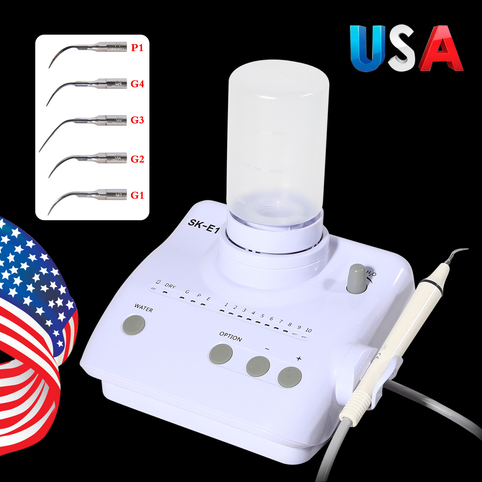 Portable Cavitron Dental (LED) Ultrasonic Scaler +2*Bottles Tips Fit EMS