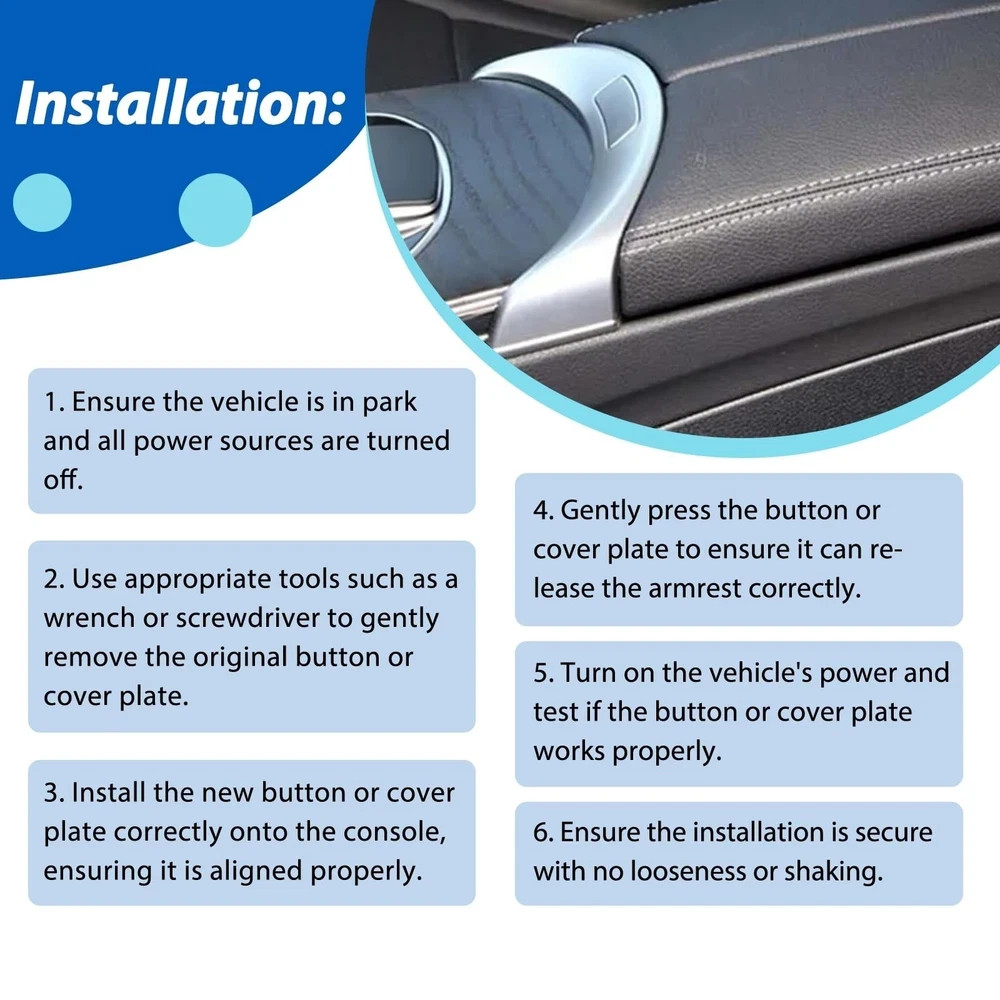 Front Console Cover Armrest Release Button Fits for 2015-2020 Mercedes-Benz C…