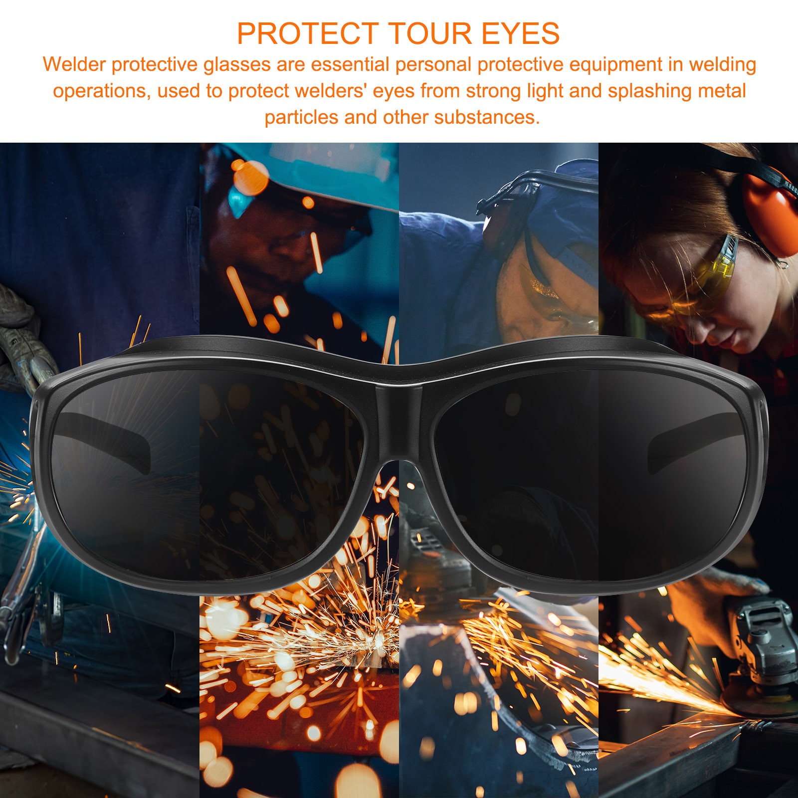 Welding Glasses – IR Shade 6 CE Certified Protective Glasses Wrap-Around Lens