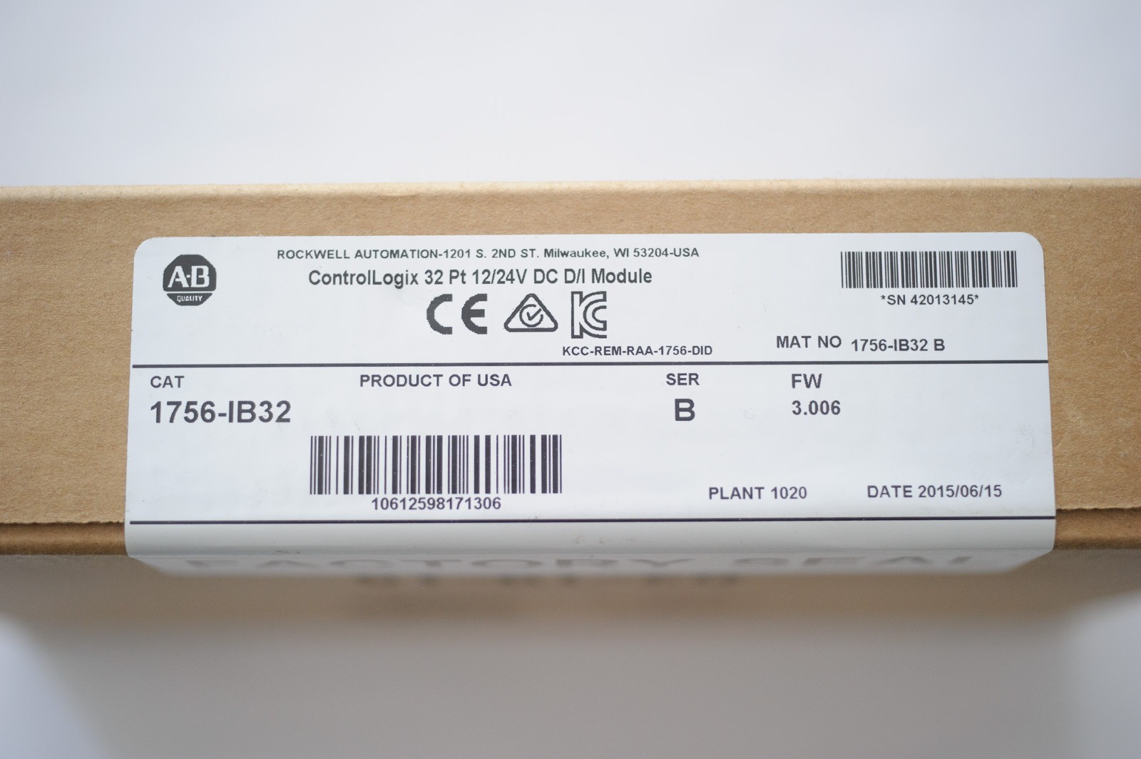 Allen Bradley 1756-IB32 ControlLogix 32 Pt 12/24V DC D/I Input Module Sealed New