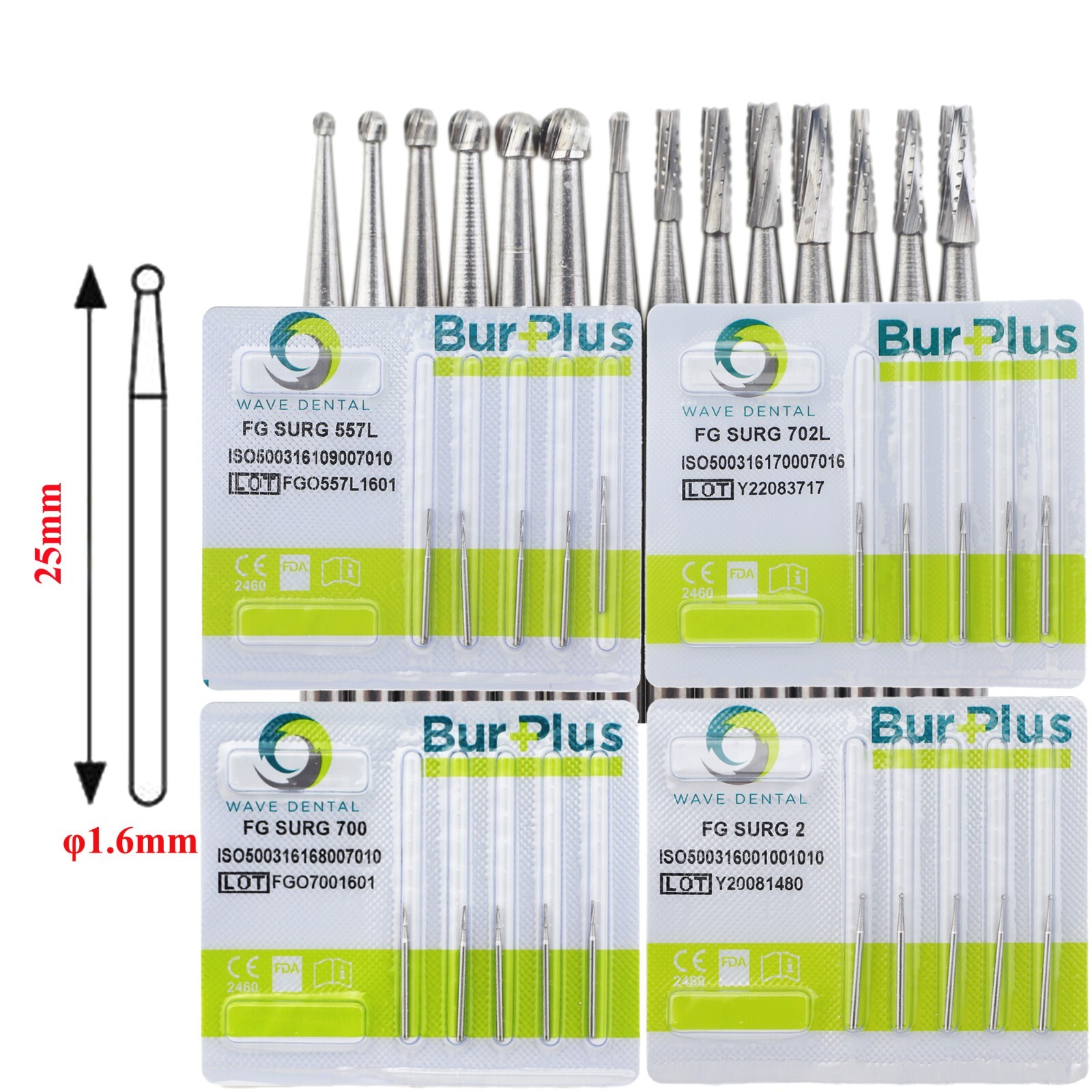 WAVE Dental Surgical Burs FG 557 701 Tungsten Carbide FGOS Bur Length 25mm Burr
