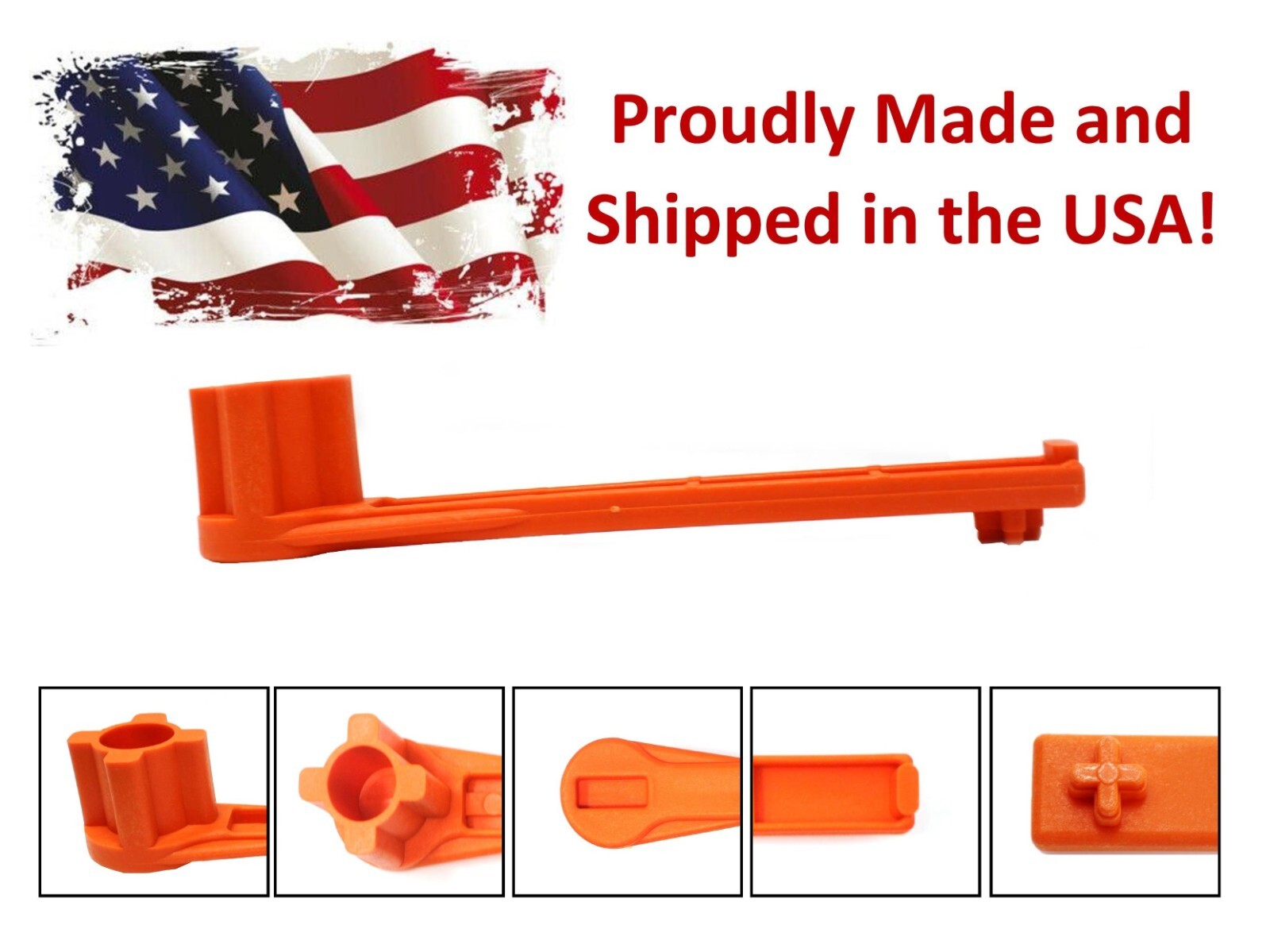 Orange 4-IN-1 Bung Drum Wrench 55-30-15 Gallon Water Barrel Nut Cap Plug