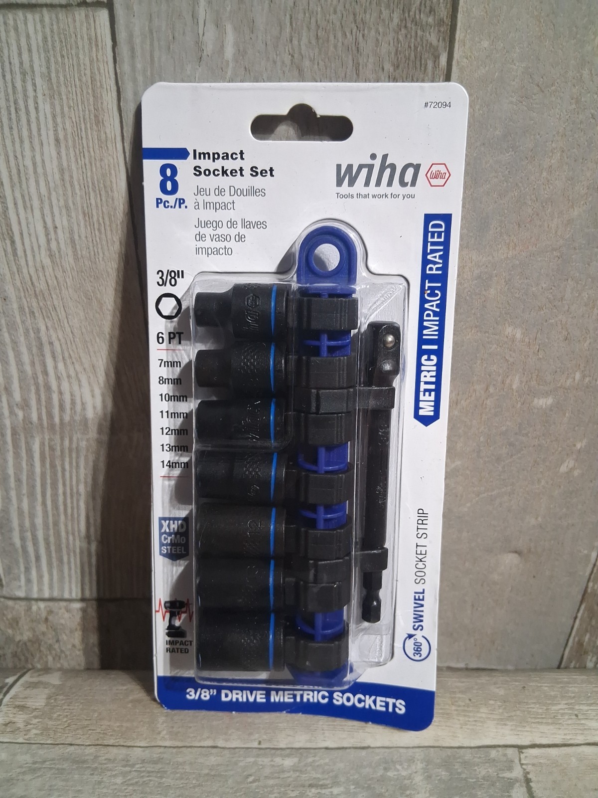 New Wiha 72094 8 Piece 3/8″ Drive Metric Impact Socket Set