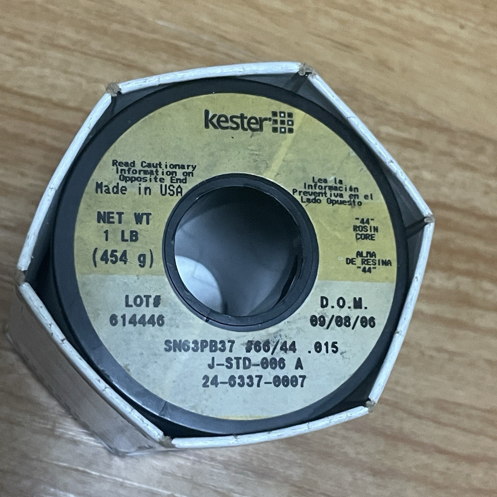 Kester Rosin Core 1Lb Solder Wire Spool SN63PB37 #66/44 .015 USA 24-6337-0007