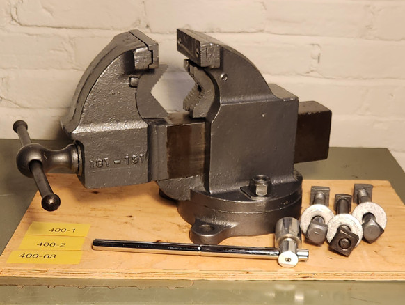 Vintage Prentiss Machinist Bench Vise marked 181-191 w/ swivel base & pipe jaws
