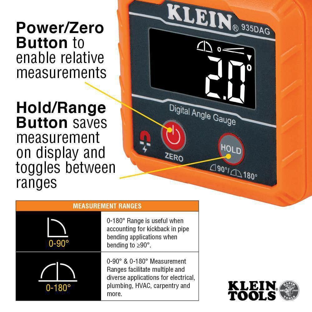 Klein Tools Digital Angle Finder Gauge and Digital Leveler Water/Dust Resistant