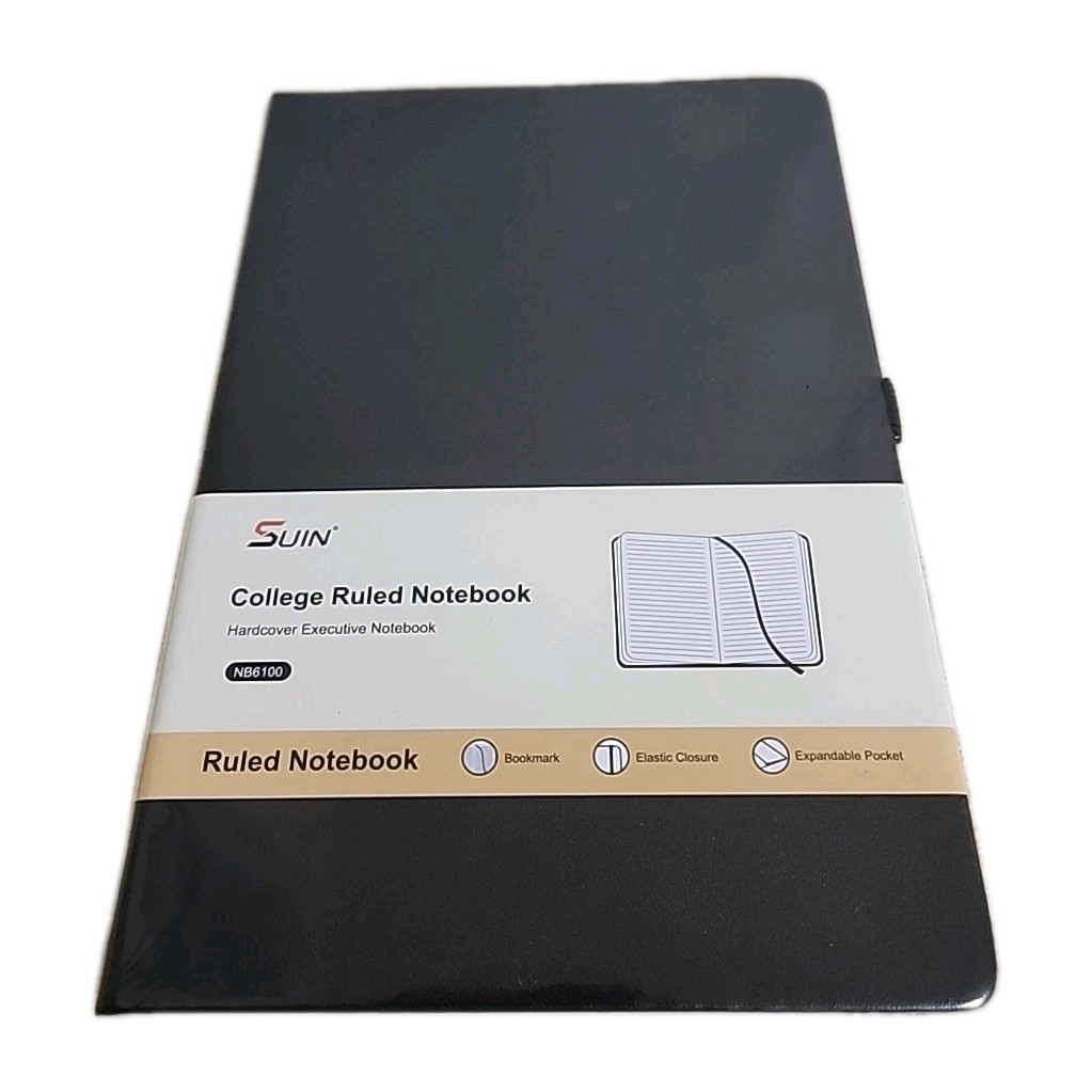 SUIN College Rules Notebook 160 Page Hardcover Elastic Closure Bookmark Pocket
