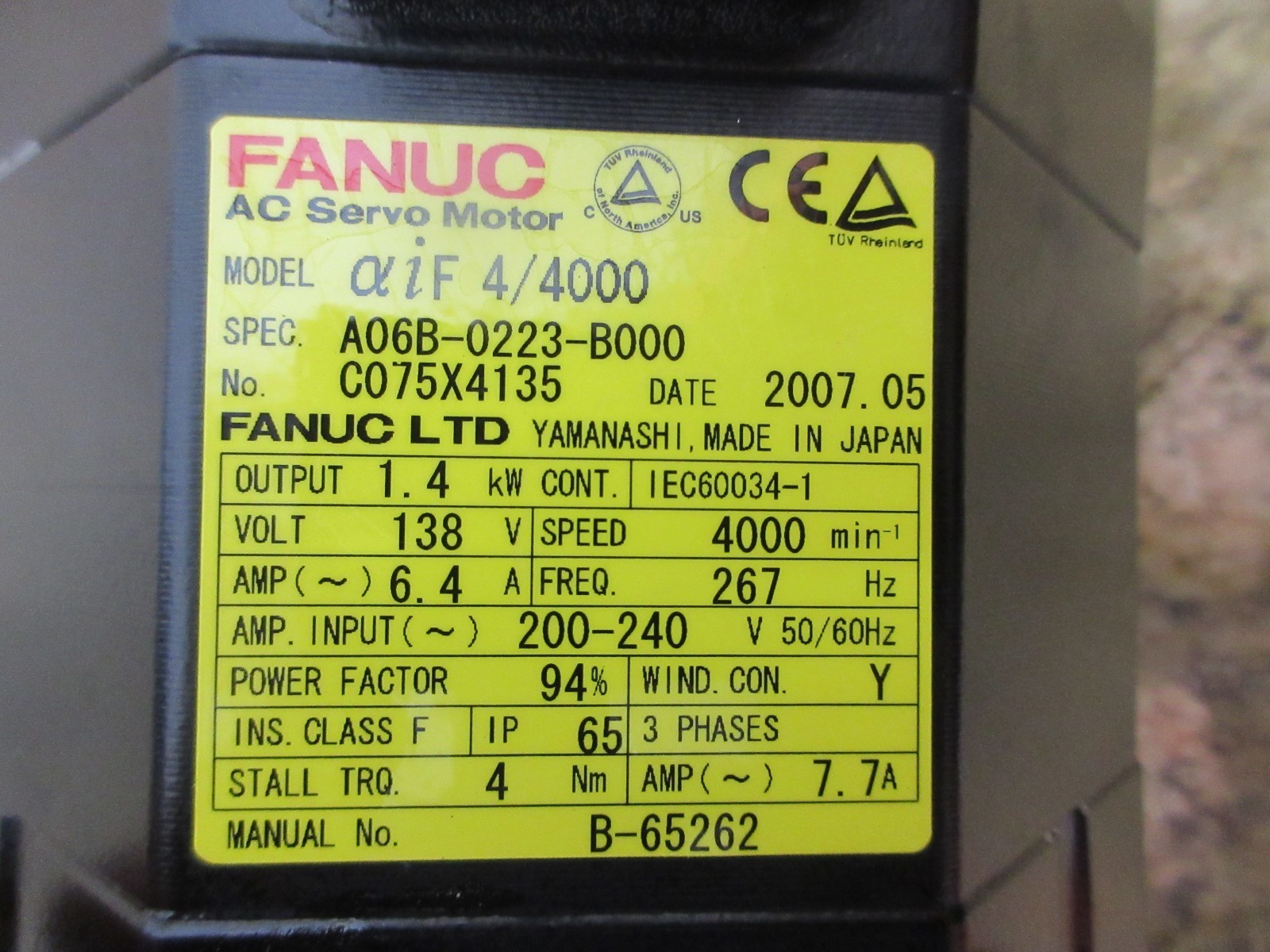 SPECIAL PRICE AMADA QUATTRO LASER A06B-0223-B000 A860-2000-T301 FANUC MOTOR