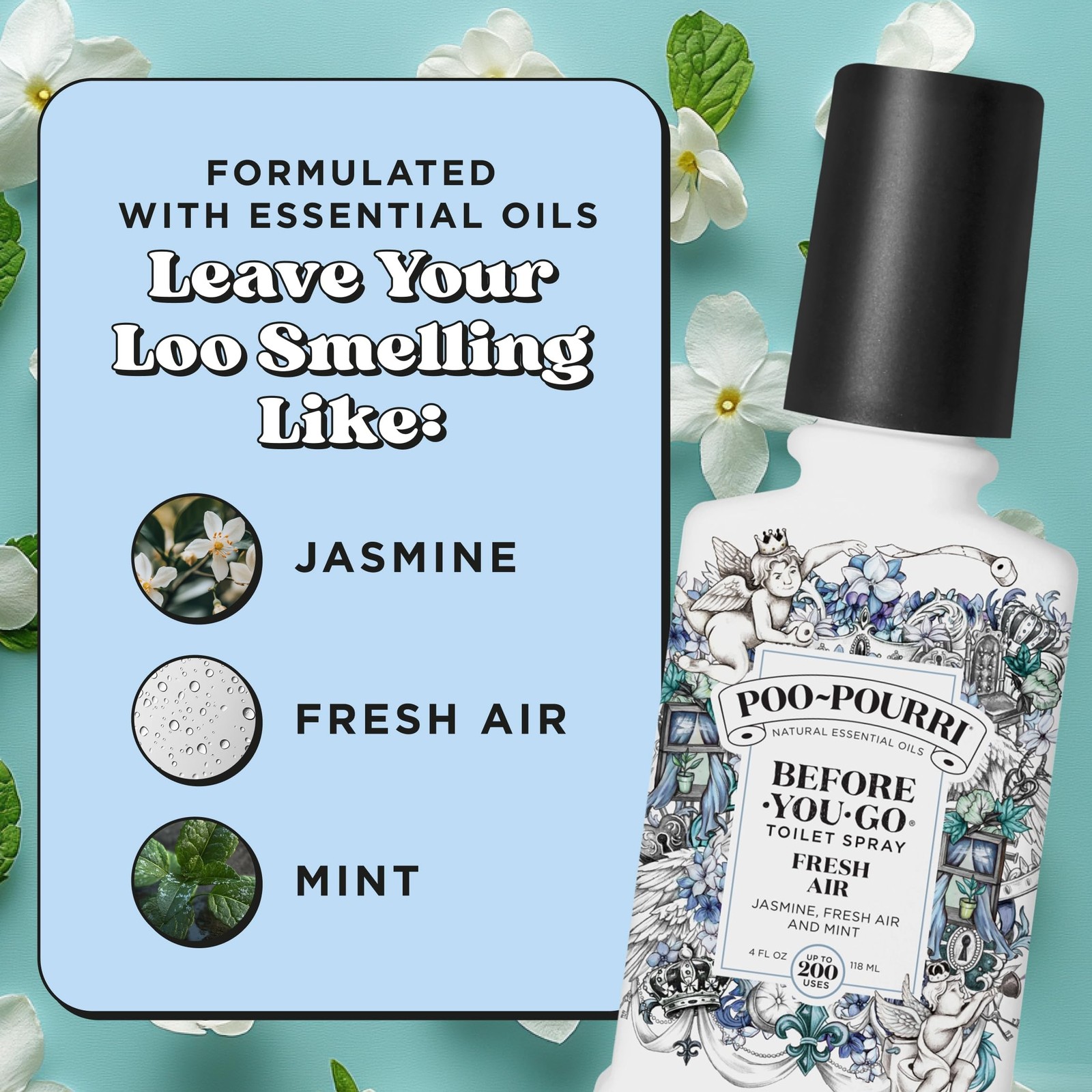 Poo-Pourri Before-You-Go Toilet Spray, Fresh Air, 4 Fl Oz, Up to 200 Uses, Ba…
