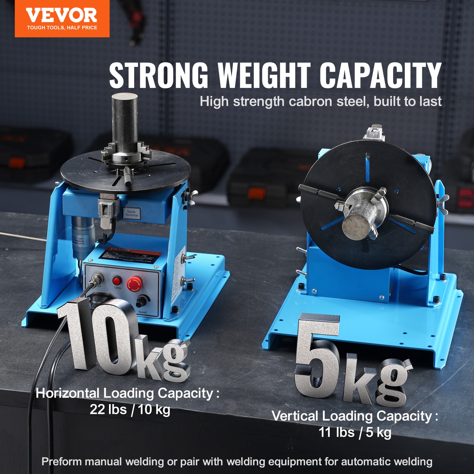 VEVOR 10KG Rotary Welding Positioner 0-90° Positioning Turntable Table 1-12RPM