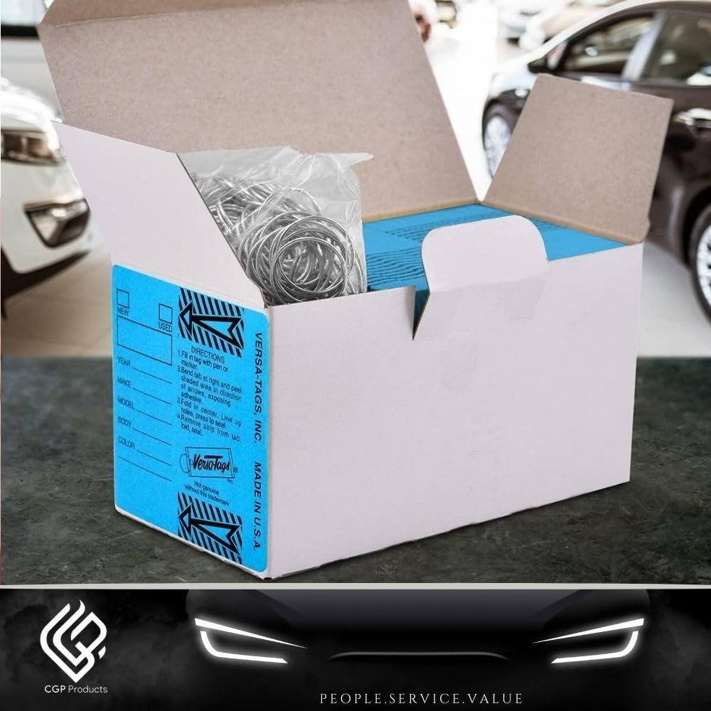 1 Box 250 Tags Genuine VersaTag Blue Auto Dealership Laminated Paper Key Tags